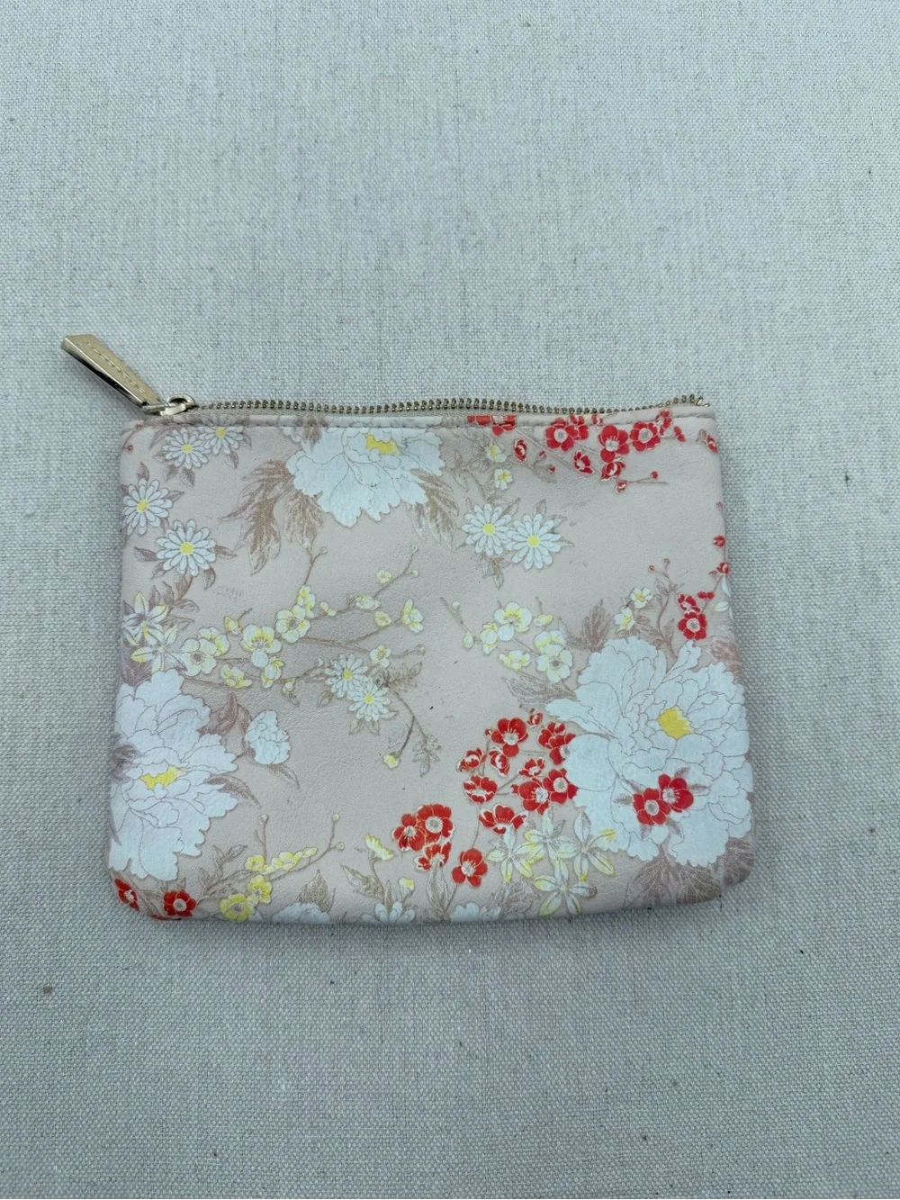 Floral Zip Pouch - Pink Floral Coin Wallet